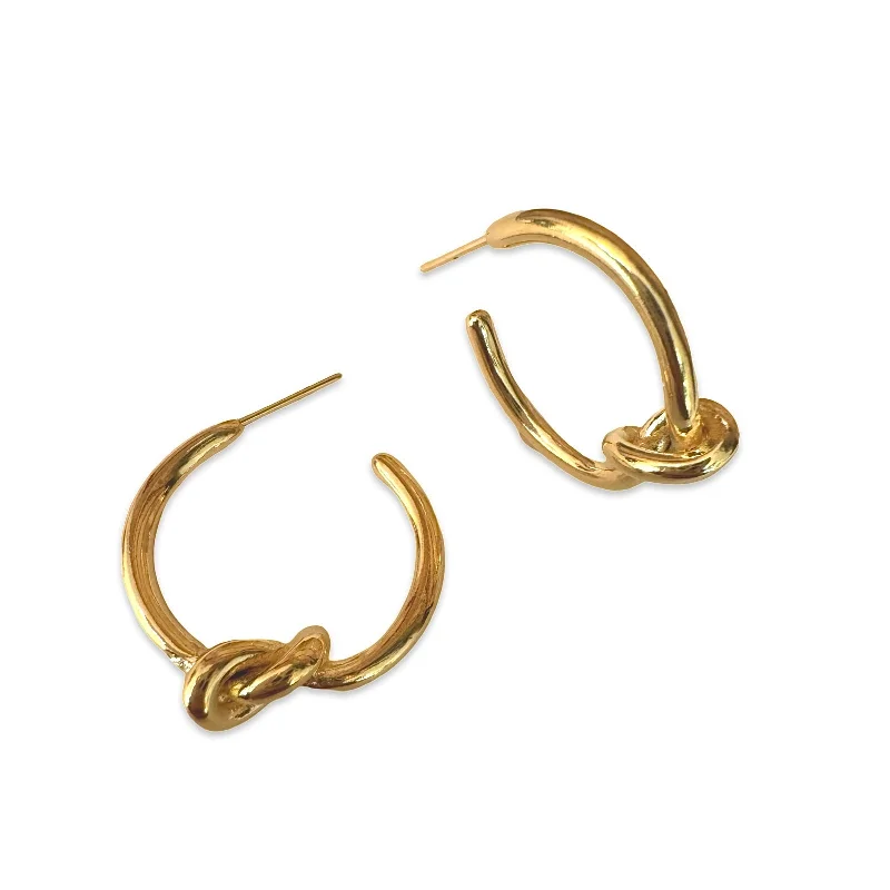 Ladies crystal earrings-14K Gold Filled Knot Hoop Earrings