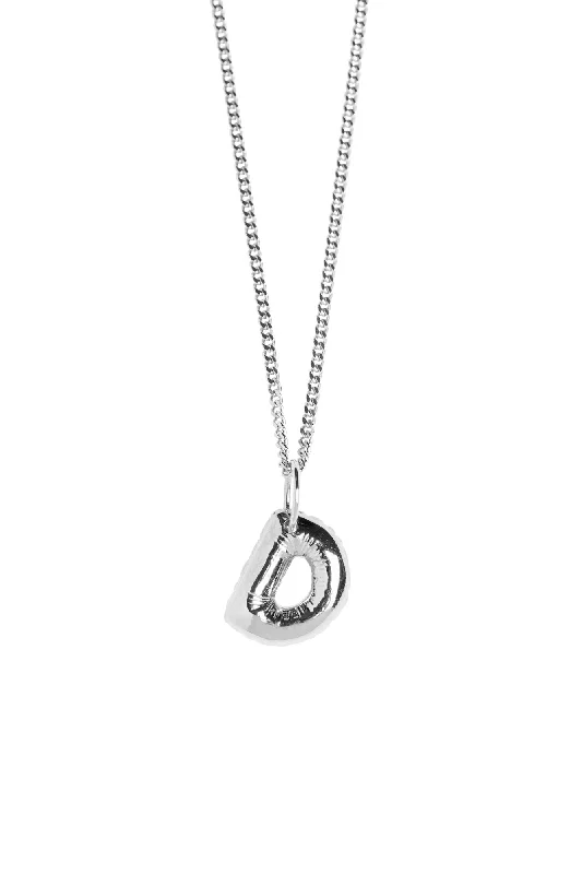 Ladies heart pendant necklaces-Letter D Silver Necklace