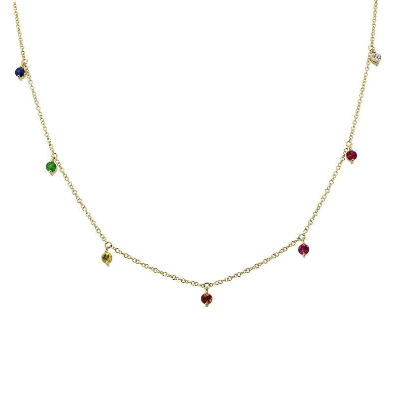 Ladies solid gold necklaces-Layering Gemstone Necklace