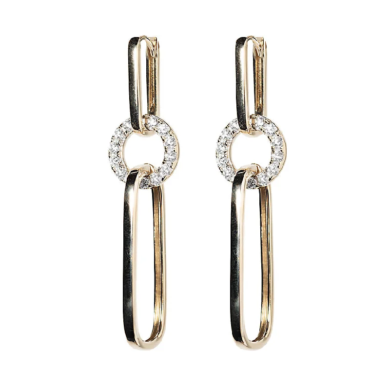 Ladies custom earrings-Diamond + Gold Linked Paperclip Earrings