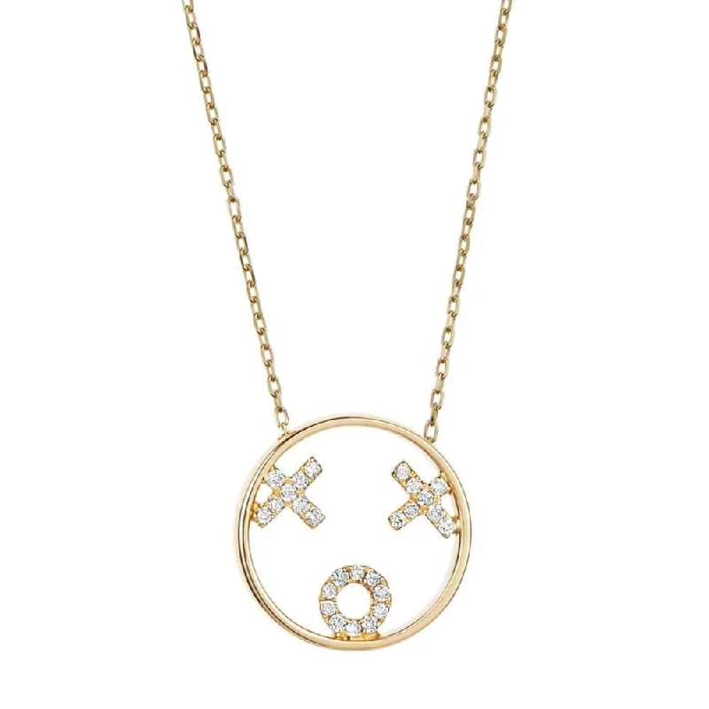 Ladies gold necklaces-MOYEN XOXO 18K Gold Necklace w. Diamond