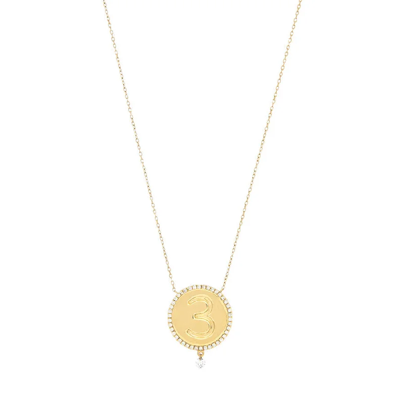 Ladies white gold necklaces-3 Medallion 18K Gold Necklace w. Diamonds