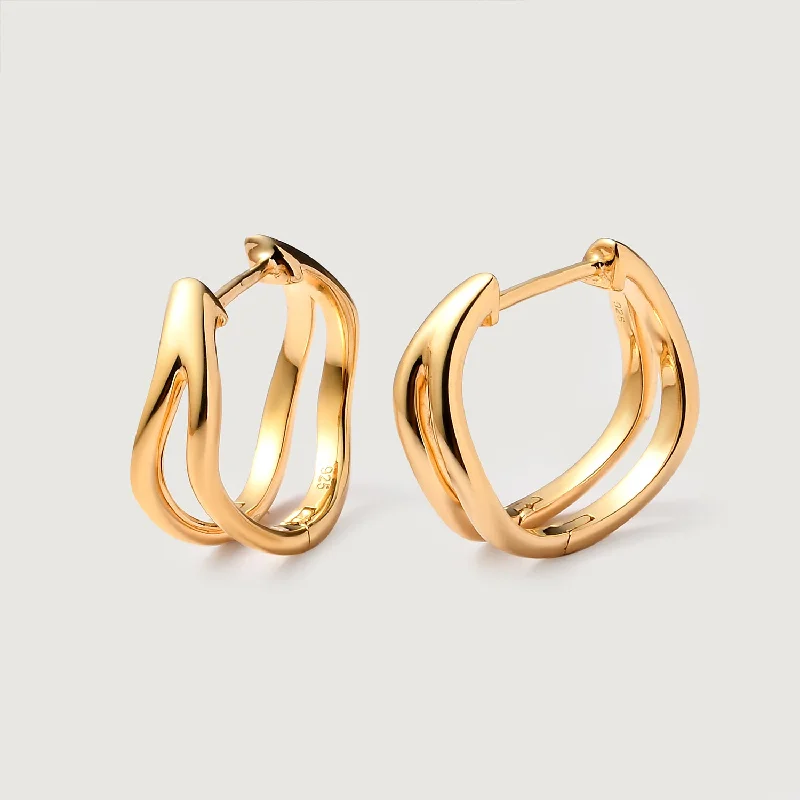 Ladies geometric earrings-Molto Wave Hoop Earrings