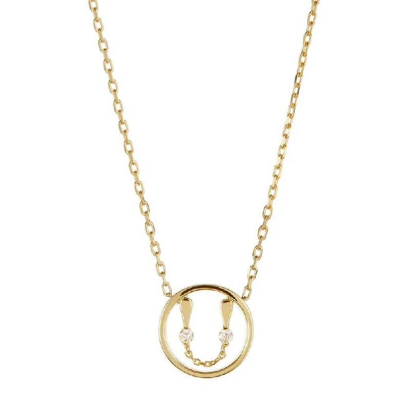 Ladies silver infinity necklaces-PETIT Em 14K Gold Necklace w. Diamond