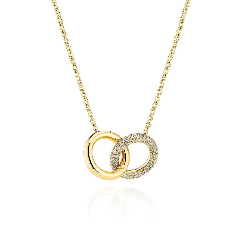 Ladies three-layer necklaces-Carrara Due Grande Gold Plated Necklace w. Zirconia