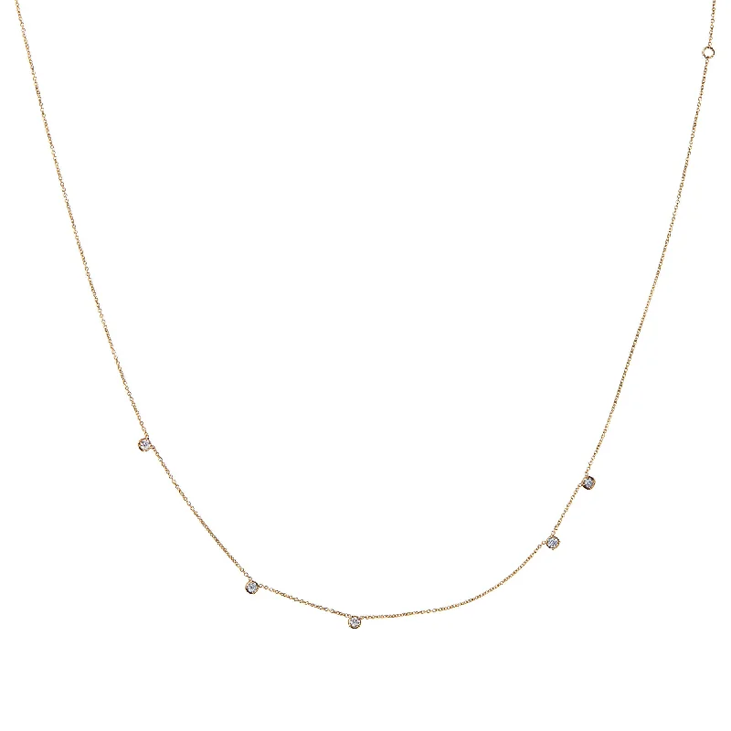 Ladies gold chain necklaces-Stellar Five Star Assymetric 18K Gold Necklace w. Diamonds