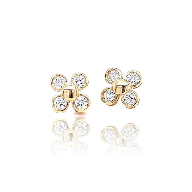 Ladies dangling earrings-Diamond Clover Studs