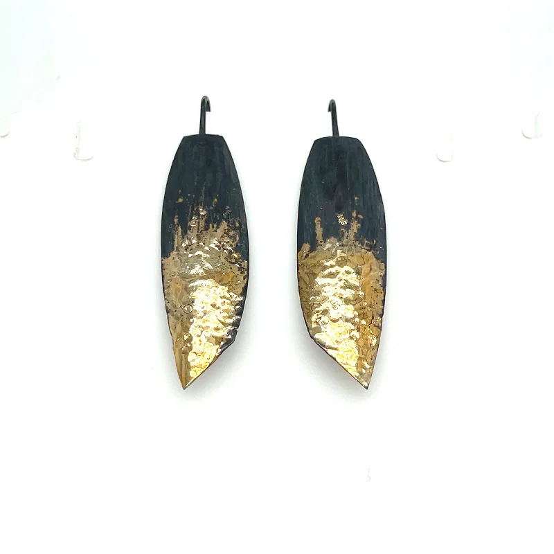 Ladies luxury earrings-Scudo D'Oro - Angled Golden Shield Earrings