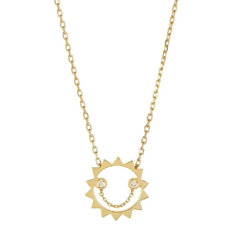 Ladies geometric necklaces-PETIT Ciro 14K Gold Necklace w. Diamond