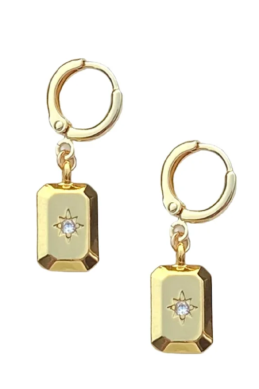 Ladies diamond hoop earrings-Farrah B Starlit Huggie Earrings