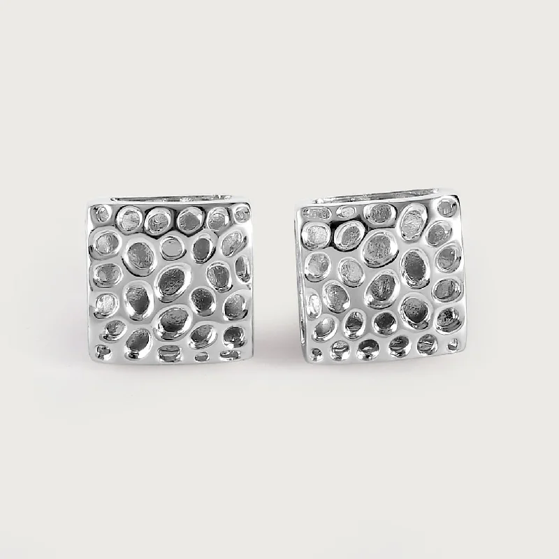 Ladies luxury hoop earrings-Lattice Pebble Stud Earrings