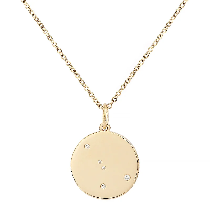 Ladies twisted necklaces-Star Badge Cancer 18K Gold Necklace w. Diamonds