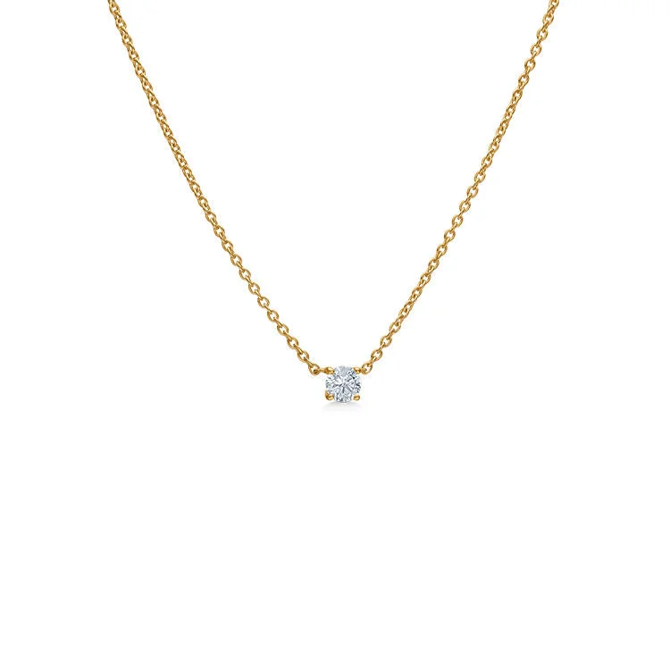 Ladies engraved pendant necklaces-ES X RO Floating Diamond 18K Gold Necklace