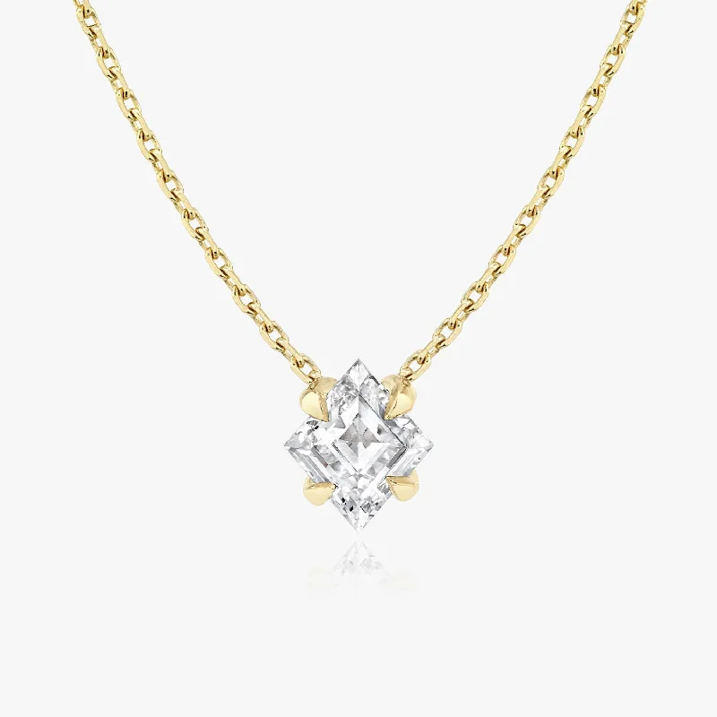 Ladies matching necklace sets-Iconic Lozenge 14K Gold Necklace w. Lab-Grown Diamonds, 0.75 ct.