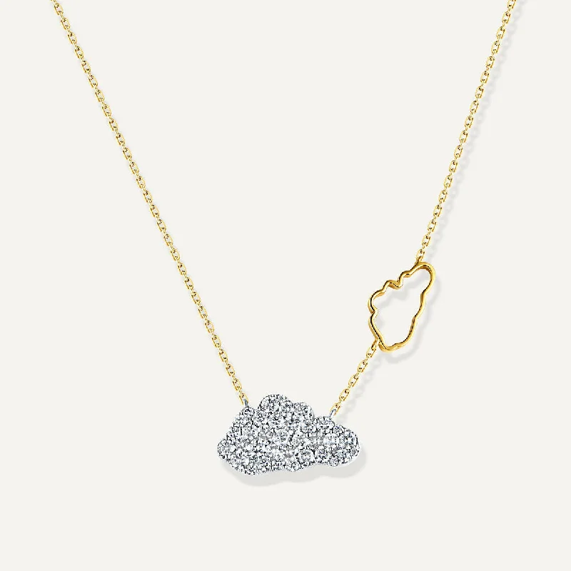 Ladies personalized gold necklaces-Allusia Love Double Cloud 18K Gold Necklace w. Diamonds