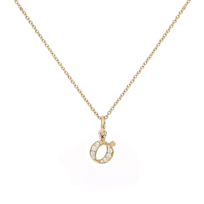 Ladies lock and key necklaces-Love Letter Ö 18K Gold Necklace w. Diamonds