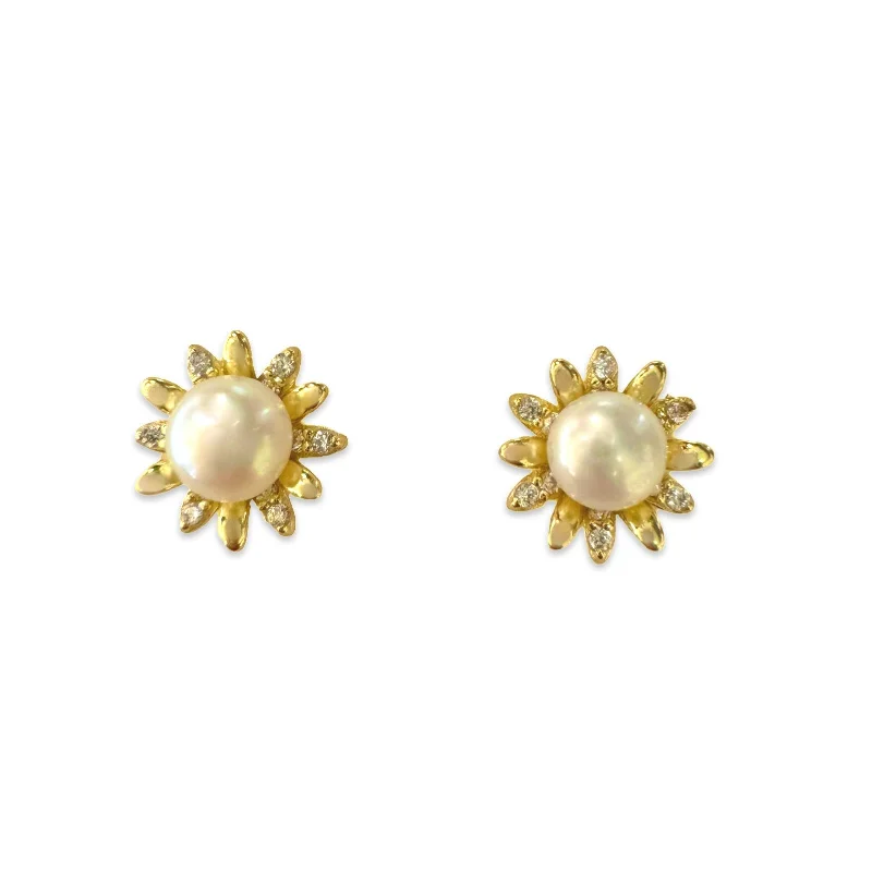 Ladies ruby earrings-Pearlea Daisy Sparkle Studs