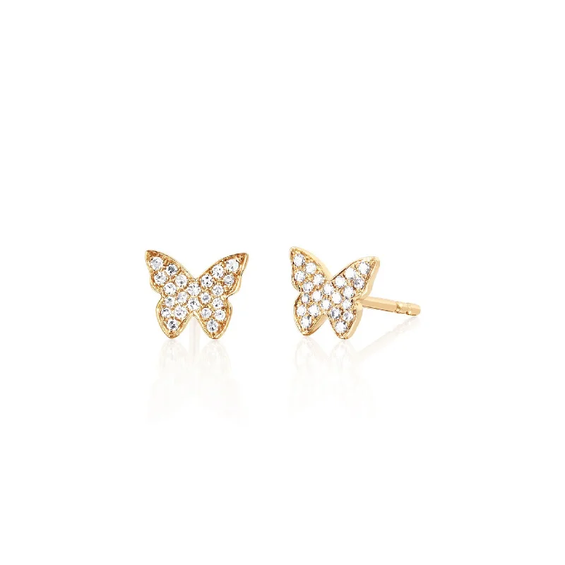 Ladies hoop earrings with pearls-Butterfly Diamond Studs (Pair)