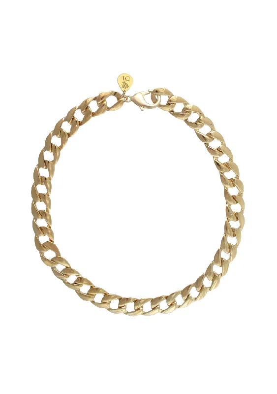 Ladies minimalist gold necklaces-Gold Large Cuban Link Chain Necklace