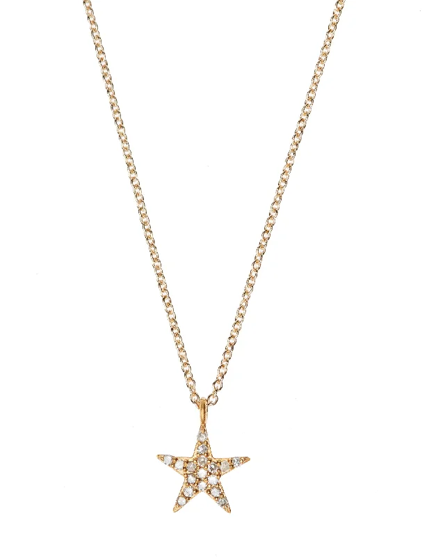 Ladies designer necklaces-Large Star Gold Vermeil Necklace w. Diamonds