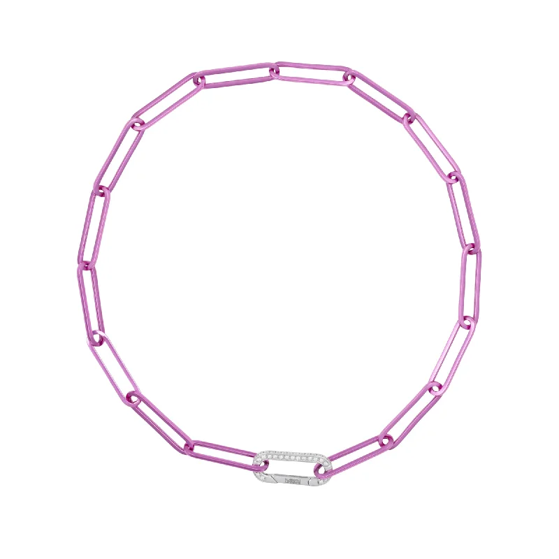 Ladies emerald necklaces-Cable Magenta 18K Whitegold Necklace w. Diamonds