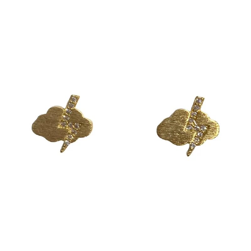 Ladies hoop earrings-Kory Lightning Bolt Brass Studs