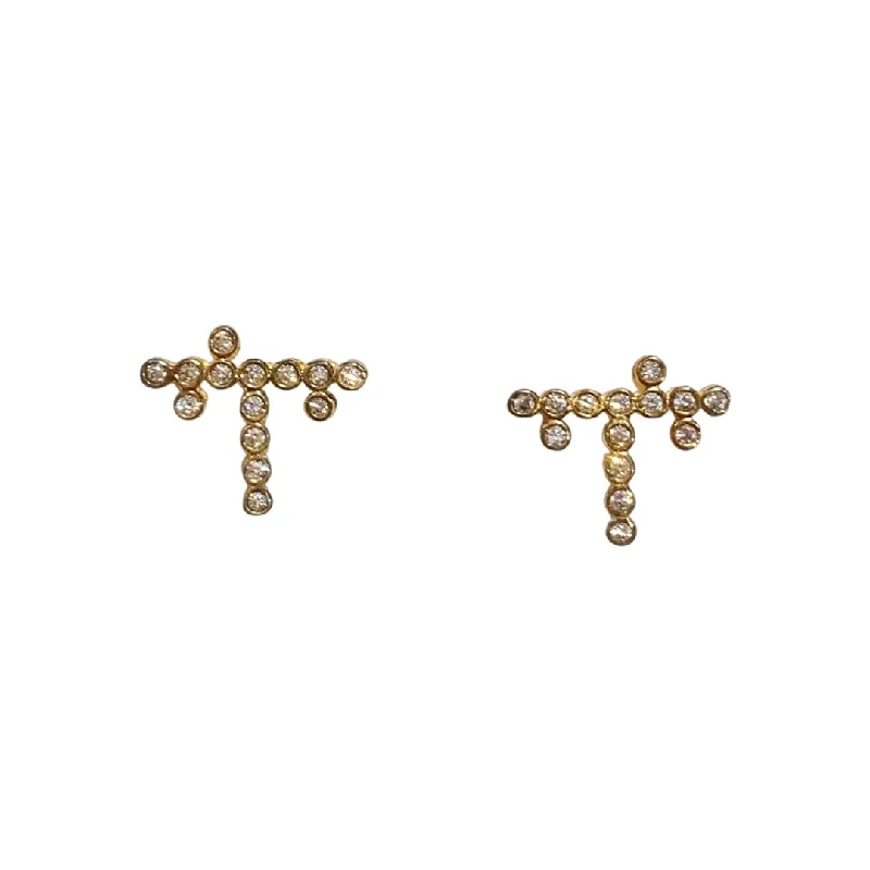 Ladies geometric earrings-Geovana Bezel Studs