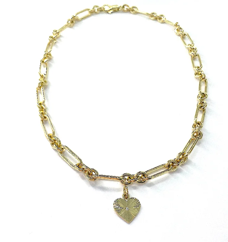 Ladies solid gold necklaces-18kt Gold cable and oval link chain necklace with lobster clasp