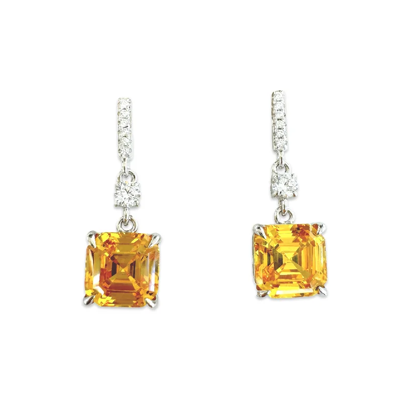 Ladies custom earrings-Ally Citrine Stud Drop Earrings