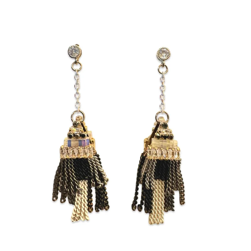 Ladies designer earrings-Amy Metal Tassel Statement Earrings