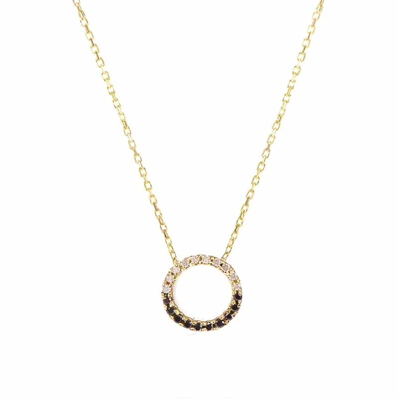 Ladies wedding anniversary necklaces-Claire 18K Gold Necklace w. Black & White Diamonds