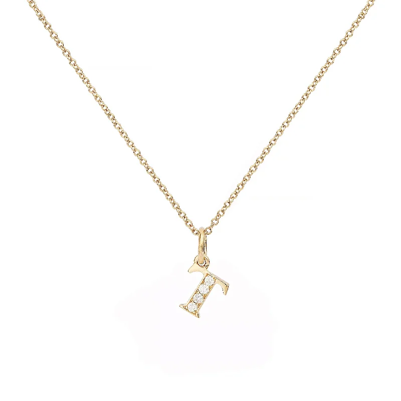 Ladies double-layered necklaces-Love Letter T 18K Gold Necklace w. Diamonds