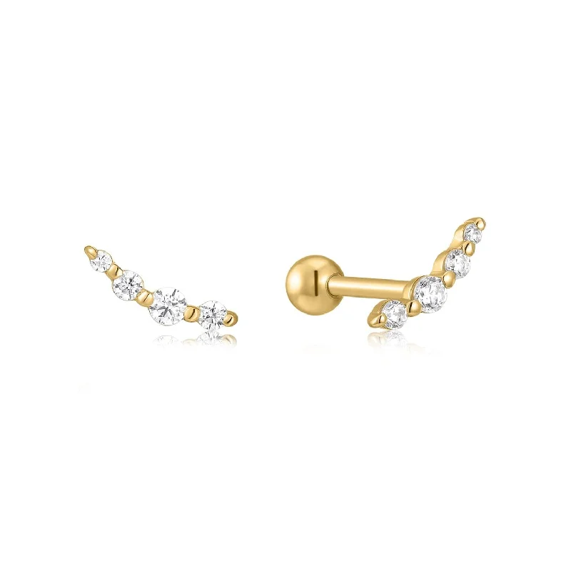 Ladies dangly earrings-Graduated Cz Bar Earrings