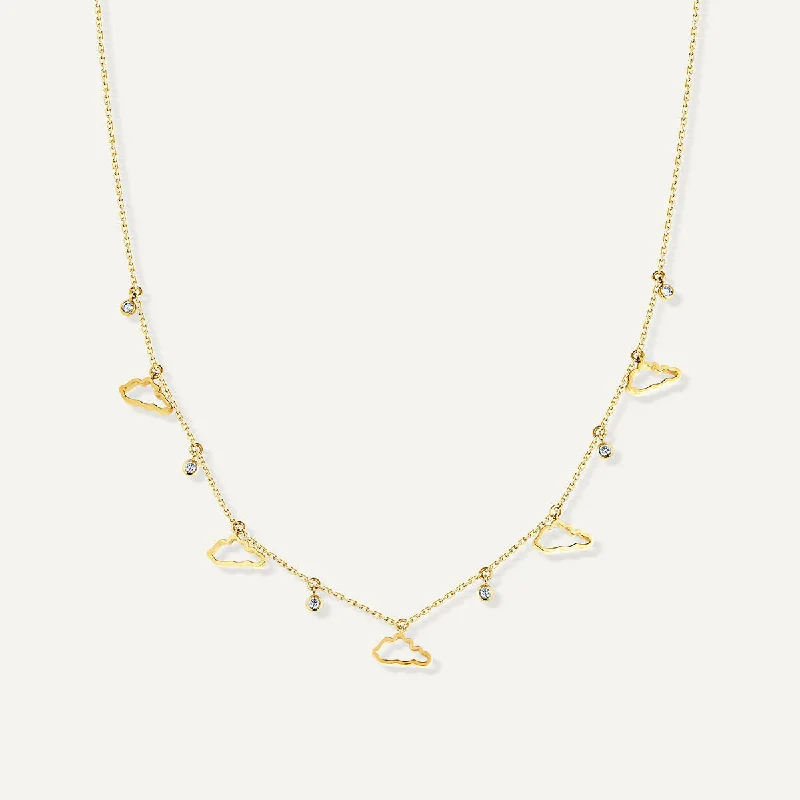 Ladies bridal pearl necklaces-Allusia Love Five 18K Gold Necklace w. Diamonds