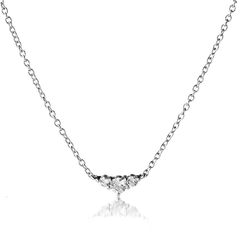 Ladies sapphire necklaces-Signature Three 18K Gold, Rosegold or Whitegold Necklace w. Diamonds