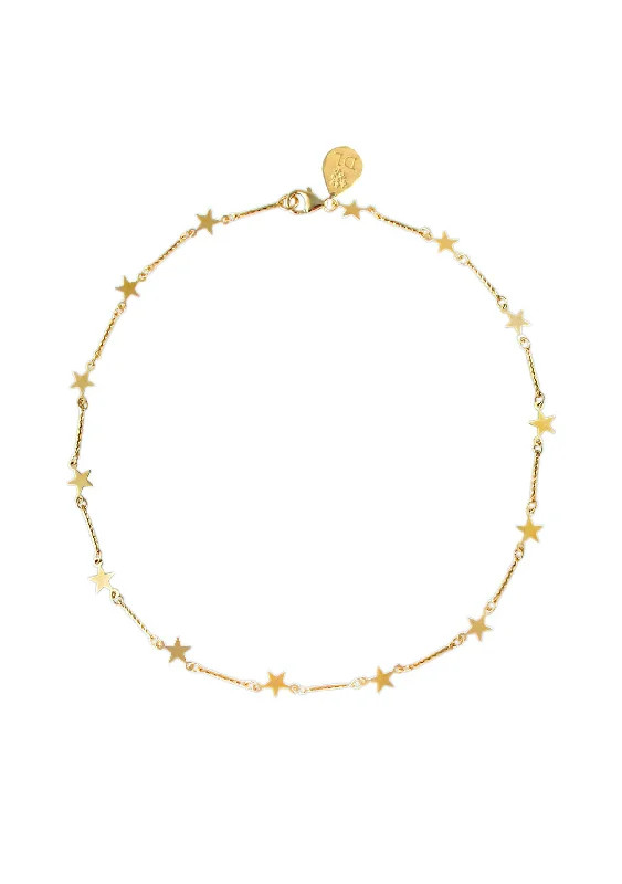 Ladies floral necklaces-Gold Star Chain Necklace