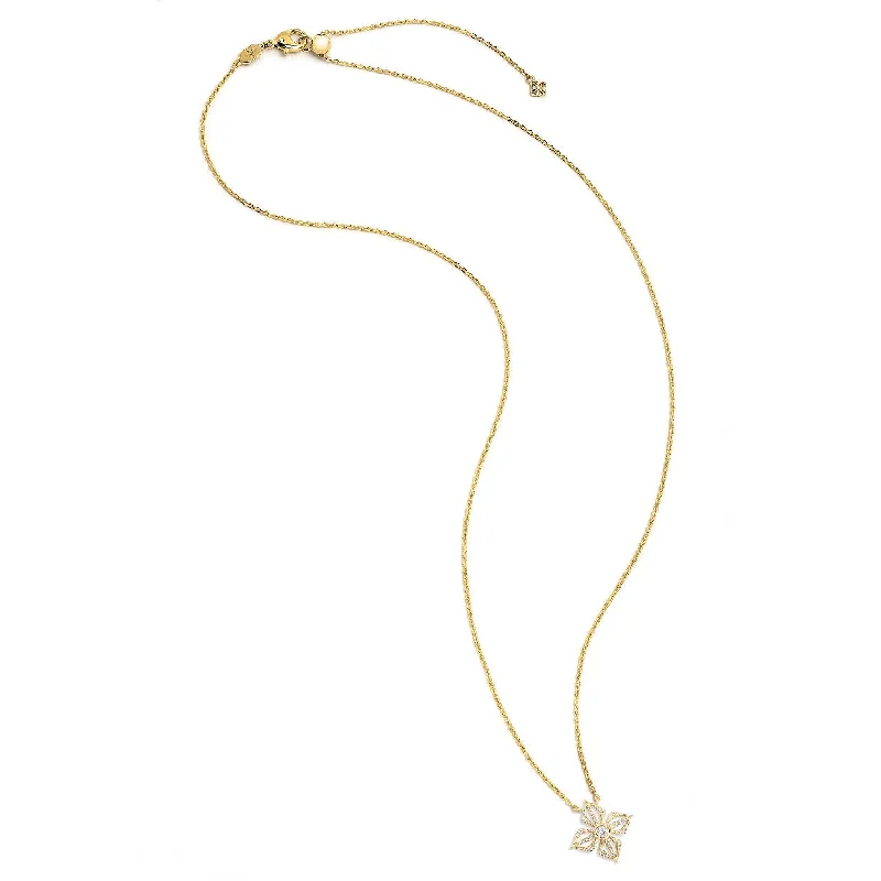 Ladies three-layer necklaces-Star of Shamballa 18K Gold Necklace w. Diamond