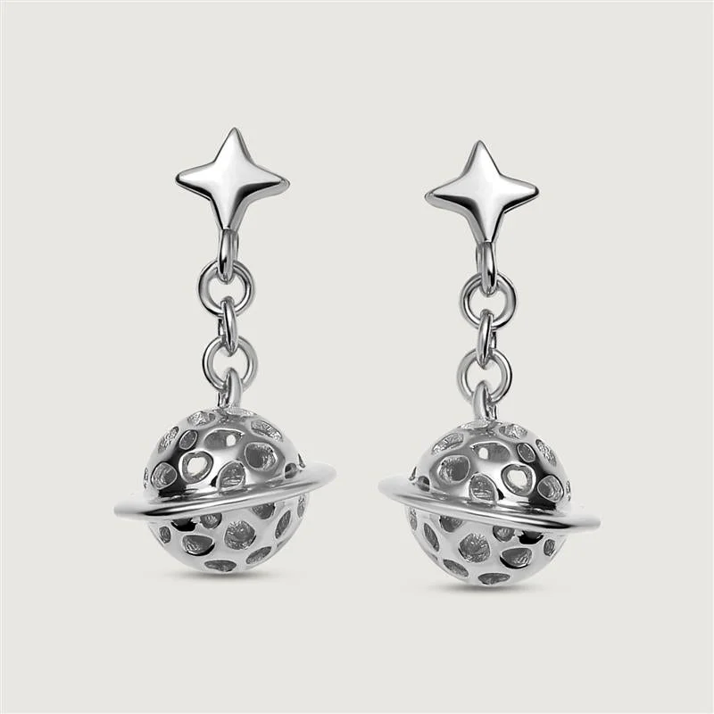 Ladies gold dangling earrings-Celestial Drop Earrings