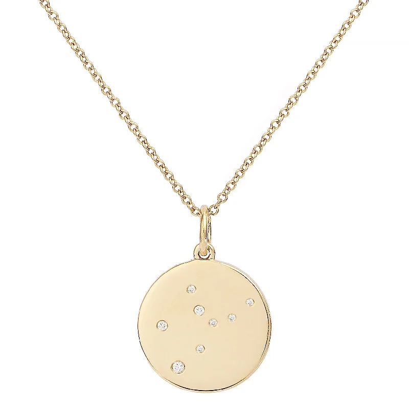 Ladies gemstone pendant necklaces-Star Badge Virgo 18K Gold Necklace w. Diamonds