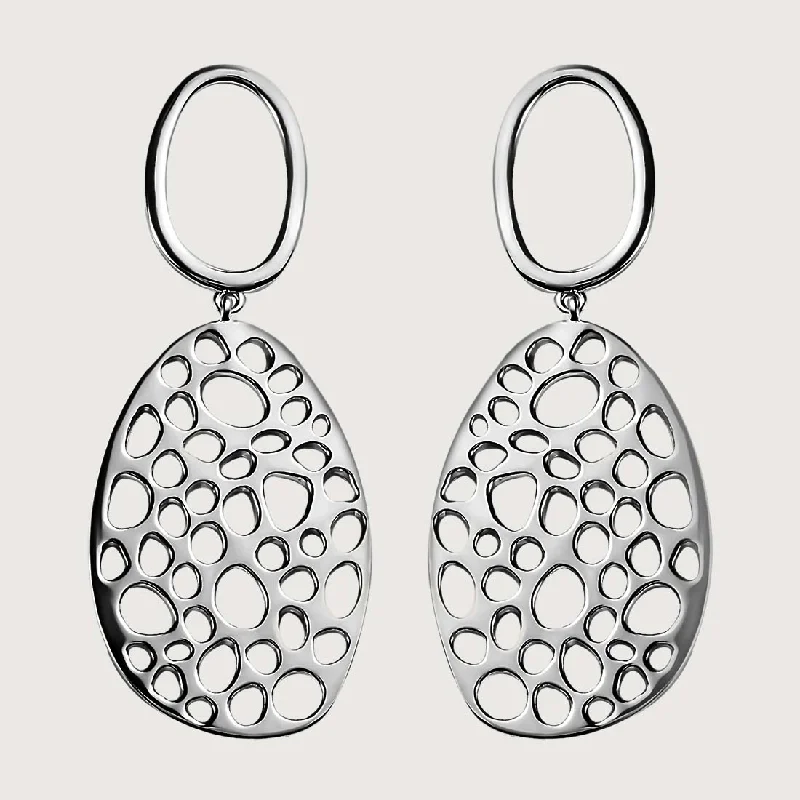 Ladies flower earrings-Lattice Double Link Earrings