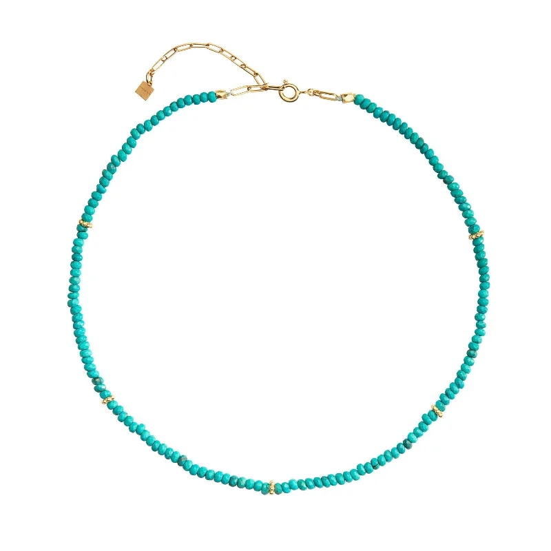 Ladies eternity necklaces-Brisa 18K Gold Plated Necklace w. Turquoise