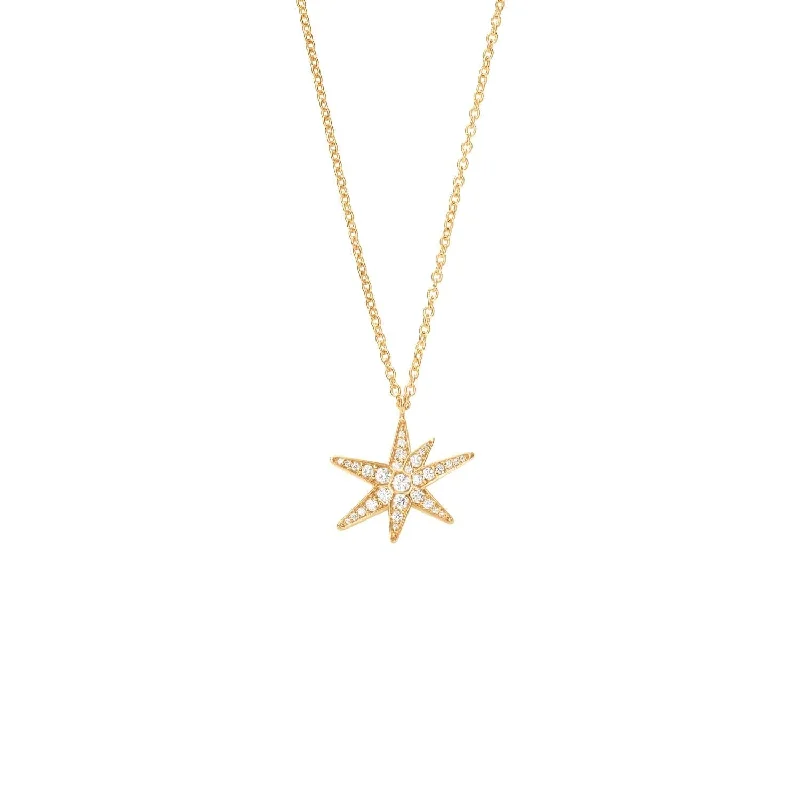 Ladies silver chain necklaces-Funky Stars 18K Gold Necklace w. Diamonds