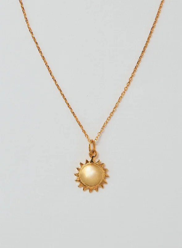 Ladies heart pendant necklaces-Mini Sun 14K Gold Plated Necklace