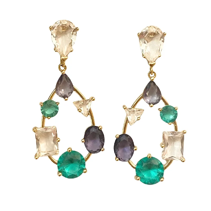 Ladies pearl drop earrings-Gemstone Color Earrings