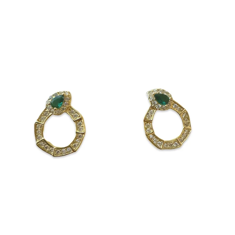 Ladies flower drop earrings-Emerald Wreath Studs