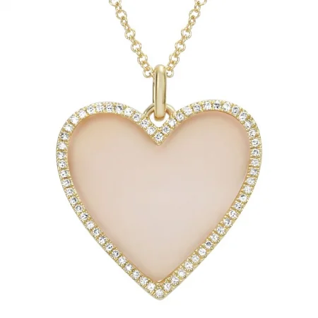 Ladies statement gold necklaces-Mother Pearl Diamond Heart Necklace