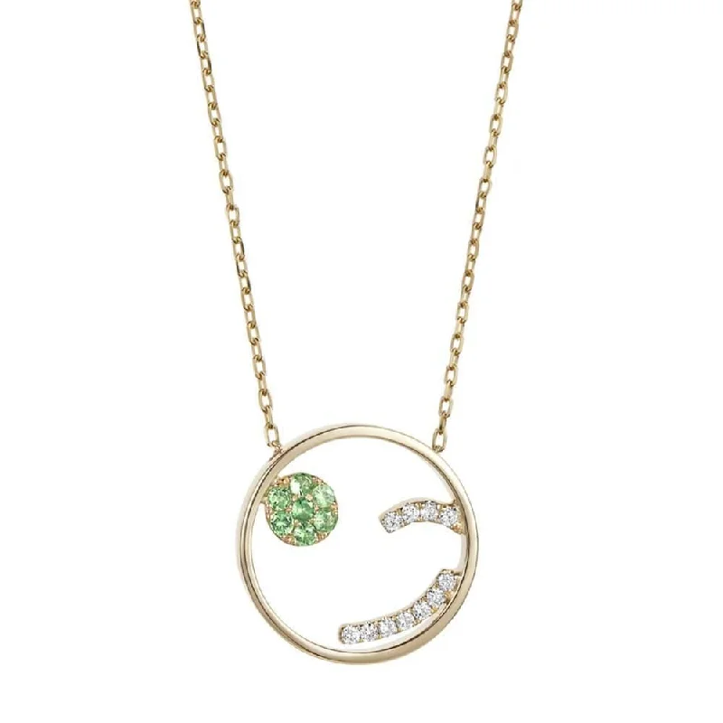 Ladies choker necklaces-MOYEN Cheeky 18K Gold Necklace w. Tsavorite & Diamond