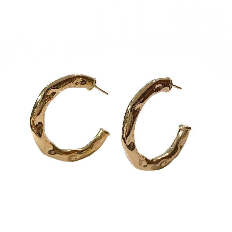 Ladies large hoop earrings-Gold Filled Wavy Open Hoops