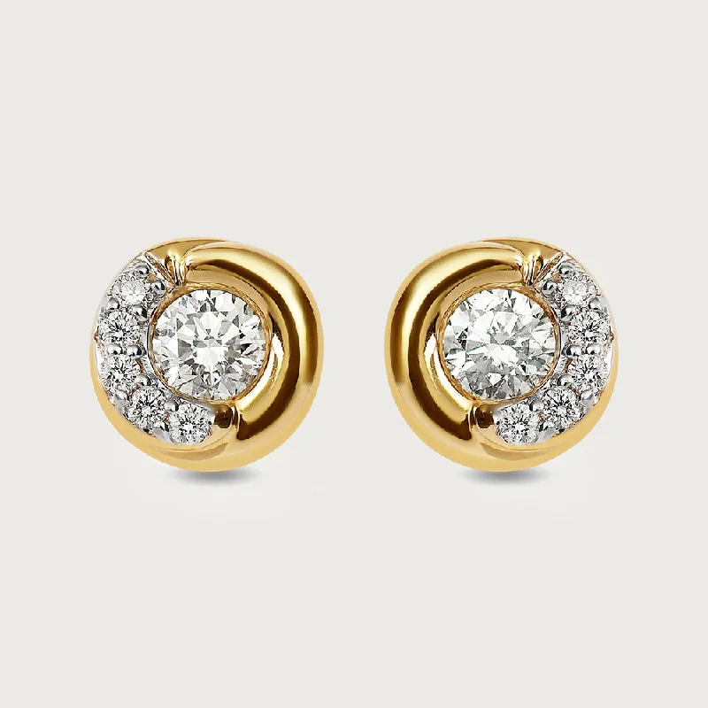 Ladies gold ear cuffs-Versa Certified Diamonds Stud Earrings in 14K Gold, 0.27 cts. IGI Certified diamonds