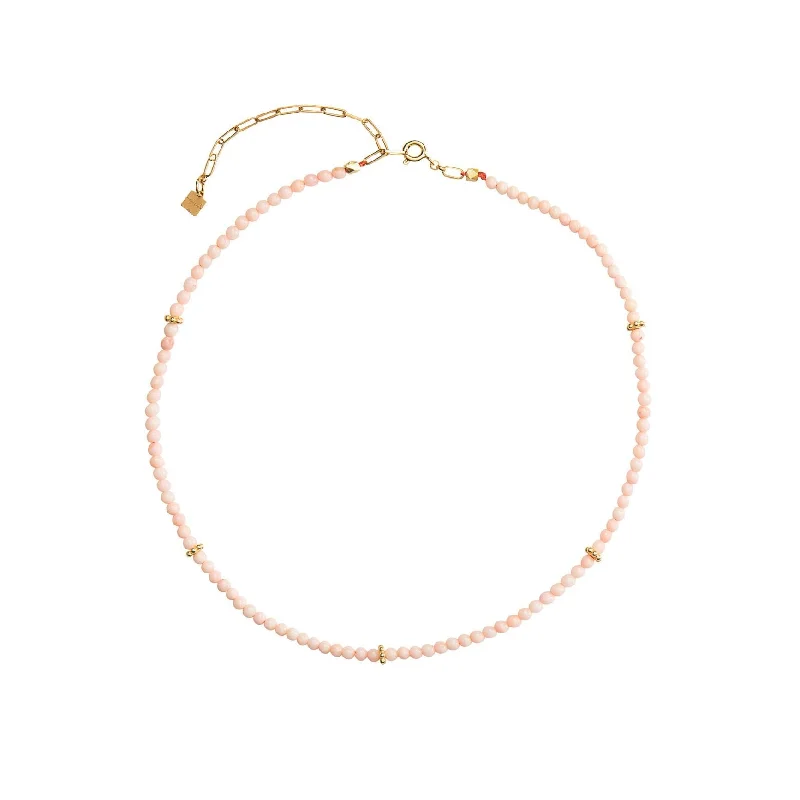 Ladies fine necklaces-Brisa rose 18K Gold Plated Necklace w. Coral